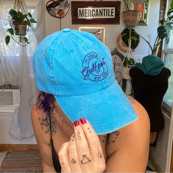 Florida Gulf Coast Beach Vacation Hat Two tone Blue Lightweight one Size - Picture 2 of 12